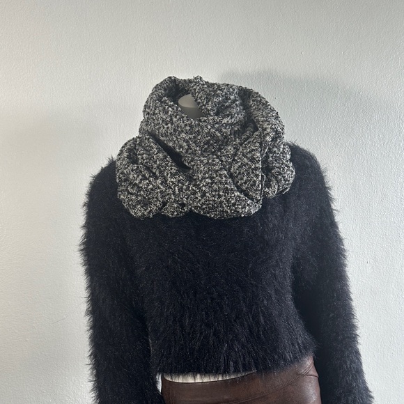 Anthropologie Black, Gray and White Infinity Scarf - Picture 4 of 6